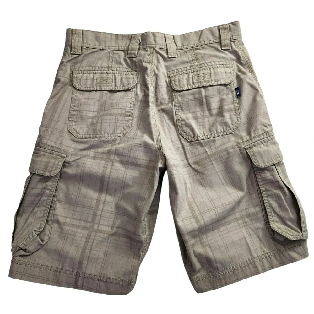 The North Face Cargo Shorts Men's 32x10 Plaid Beige Tan Hiking Outdoor